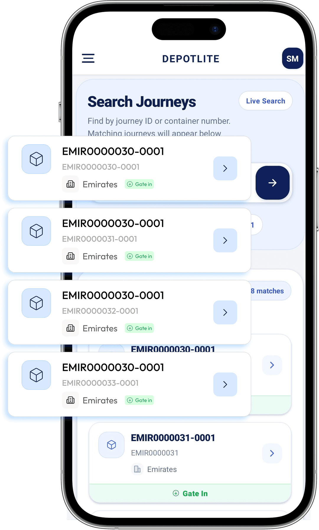 DepotLite Mobile — Search containers instantly